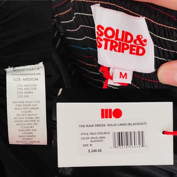 Solid & Striped The Kaia Dress Blackout Solid Linen Women’s Medium - Picture 11 of 12